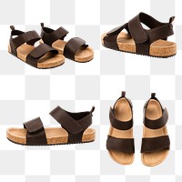 Png flip-flops brown mockup summer footwear fashion collection