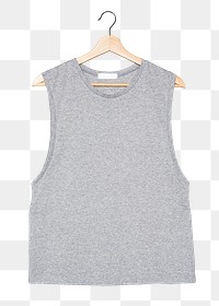 Png gray sleeveless shirt mockup streetwear fashion