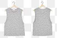 Png gray sleeveless shirt mockup streetwear fashion