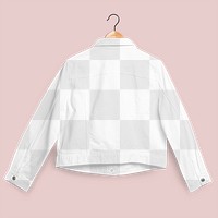 White denim jacket rear view streetwear fashion