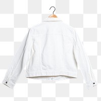 White denim jacket rear view streetwear fashion