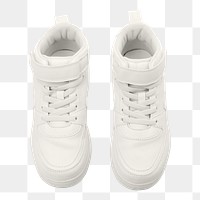 Png white high top sneakers mockup unisex footwear fashion