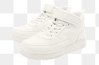 Png white high top sneakers mockup unisex footwear fashion