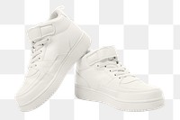 Png white high top sneakers mockup unisex footwear fashion