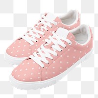 Png pink canvas sneakers mockup with polka dot unisex footwear fashion