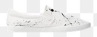 Png white slip-on mockup with paint splash design streetwear sneakers fashion