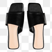 Png black mule sandals mockup summer footwear fashion