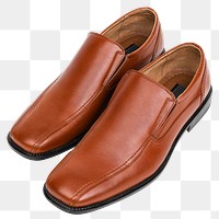 Png leather slip-on mockup brown men’s shoes fashion