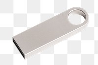 Silver USB flash drive png mockup technology data storage device