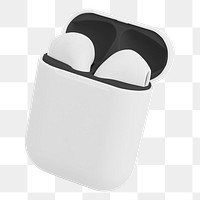 White wireless earbuds case mockup png digital earphones