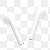 White wireless earbuds png digital earphones