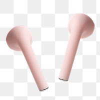 Pink wireless earbuds png digital earphones