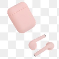 Pink wireless earbuds case mockup png digital earphones