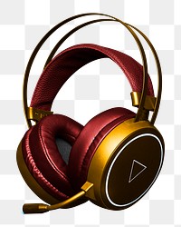 Red and gold headphones png digital device