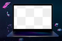 Laptop screen mockup png digital device