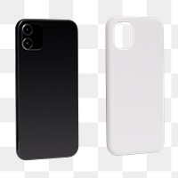 Mobile phone case png mockup black and white product showcase back view