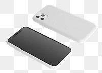 White mobile phone case mockup png product showcase front and back