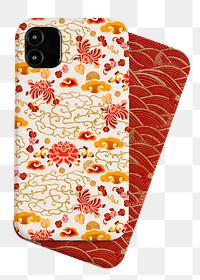 Mobile phone case png mockup Chinese pattern back view product showcase