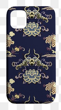 Mobile phone case mockup png Chinese pattern back view product showcase