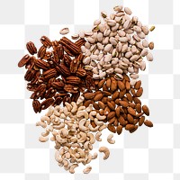 Mixed nuts png flat lay transparent background