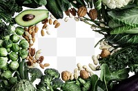 Green vegetable frame png transparent background