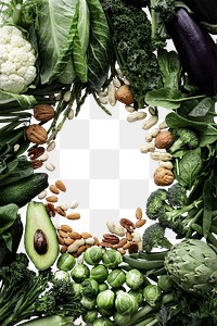 Green vegetable frame png transparent background