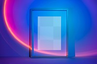 Picture frame png mockup with blue gradient led light