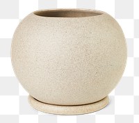 Plant pot png beige sphere ceramic mockup with saucer