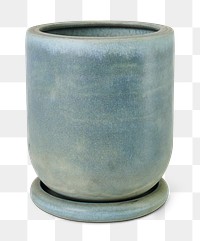 Plant pot png blue ceramic mockup with saucer