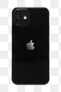 Black Apple iPhone 12 png phone rear view mockup. NOVEMBER 12, 2020 - BANGKOK, THAILAND