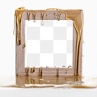 PNG wooden frame mockup with oil dripping