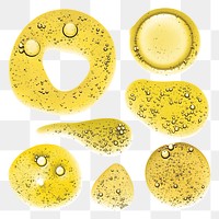 PNG gold liquid bubble macro shot cosmetic product