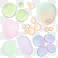 PNG oil bubble macro shot pastel liquid abstract set