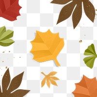 Png autumn leaf pattern in paper craft style transparent background