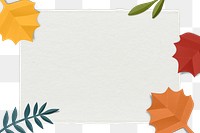 Png transparent frame with autumn leaf in flat lay style