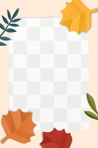 Autumn leaf frame png mockup in paper craft style