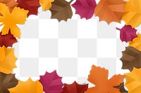 Paper craft leaf frame png mockup in autumn tone