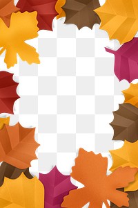 Paper craft leaf frame png mockup in autumn tone