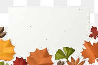 Png transparent frame with autumn leaf in flat lay style