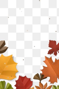 Png autumn leaf border in flat lay style