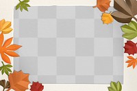 Autumn leaf frame png mockup in paper craft style