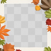 Autumn leaf frame png mockup in paper craft style
