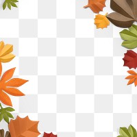 Png autumn leaf border in flat lay style