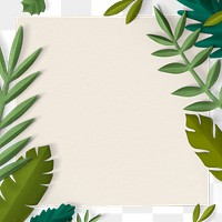 Png transparent frame with spring leaf in flat lay style