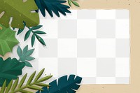 Green leaf frame png mockup in paper craft style