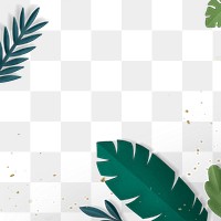 Png spring leaf border in flat lay style