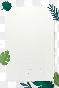 Png transparent frame with spring leaf in flat lay style