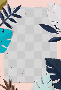 Png paper craft leaf frame mockup flat lay style