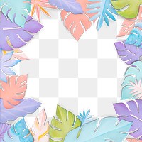 Png paper craft leaf frame mockup flat lay style