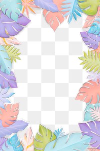 Png paper craft leaf frame mockup flat lay style